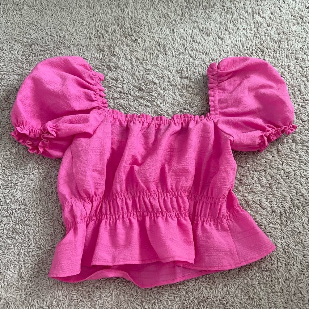 H&M Pink Puff Sleeve Top